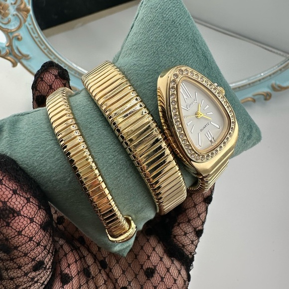 Anthropologie Gold Teardrop Crystal Wrap Watch main image 4